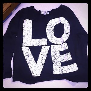 Large “love” black sweatshirt